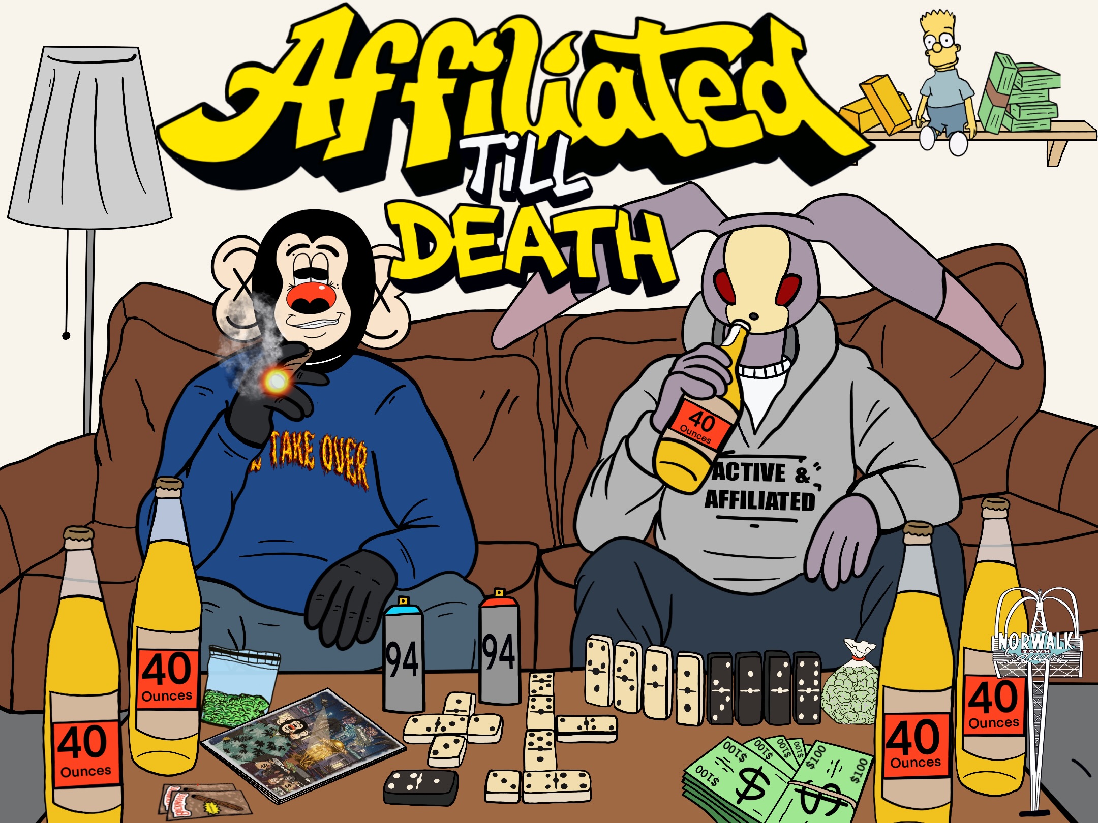 Affiliated Till Death album artwork by Botello The Ape