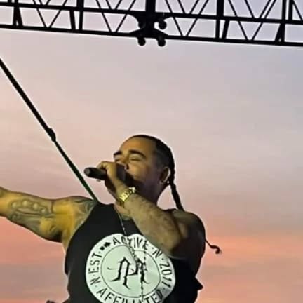 Live on stage at sunset
